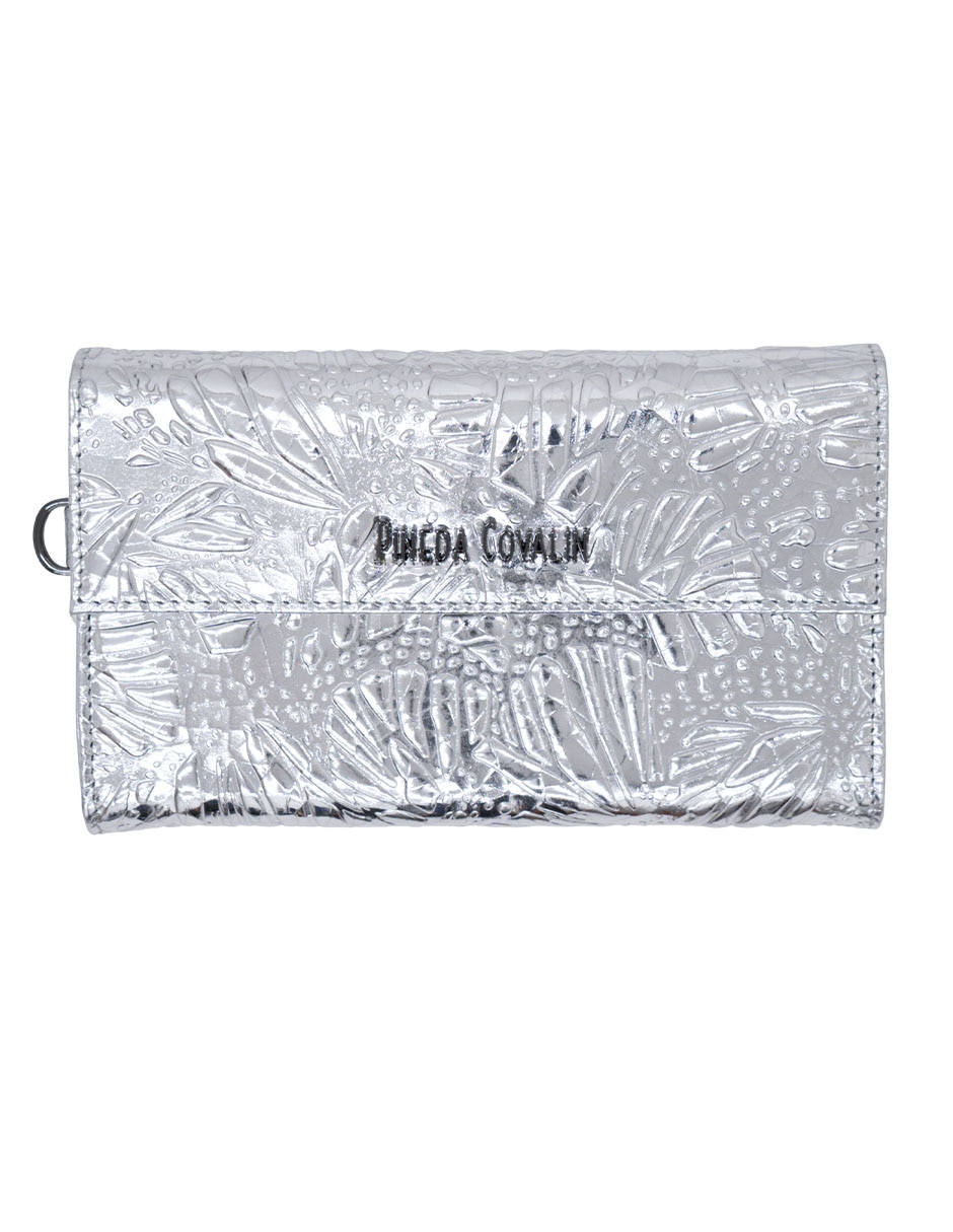 Bolsa wristlet grabado mariposa de piel para mujer 1