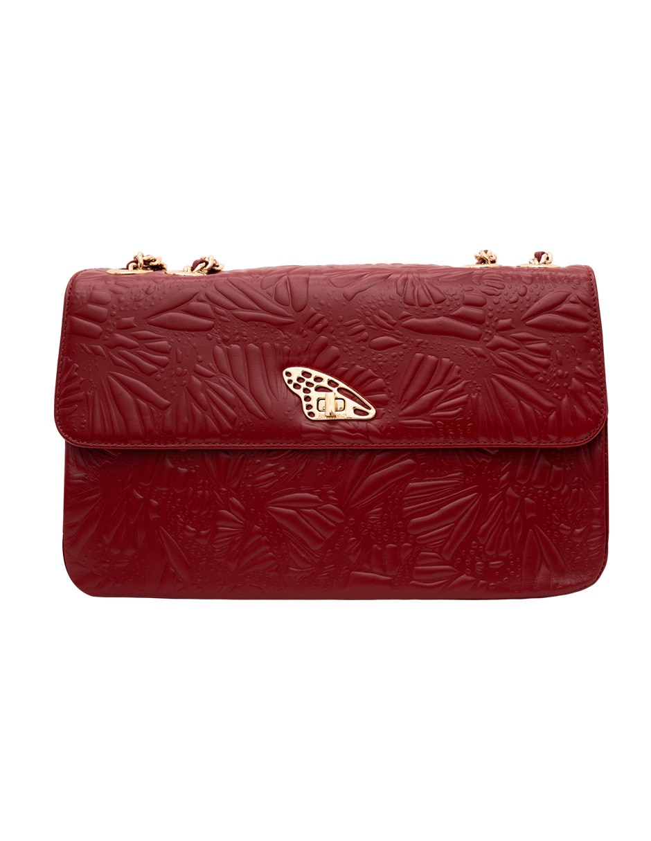 Bolsa crossbody grabado mariposa de piel para mujer 1