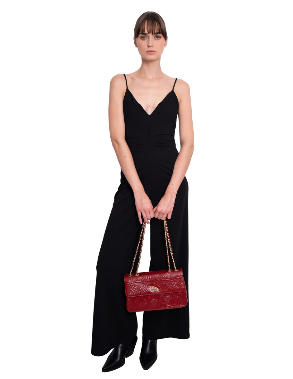 Bolsa crossbody Grabado Mariposa de piel para mujer