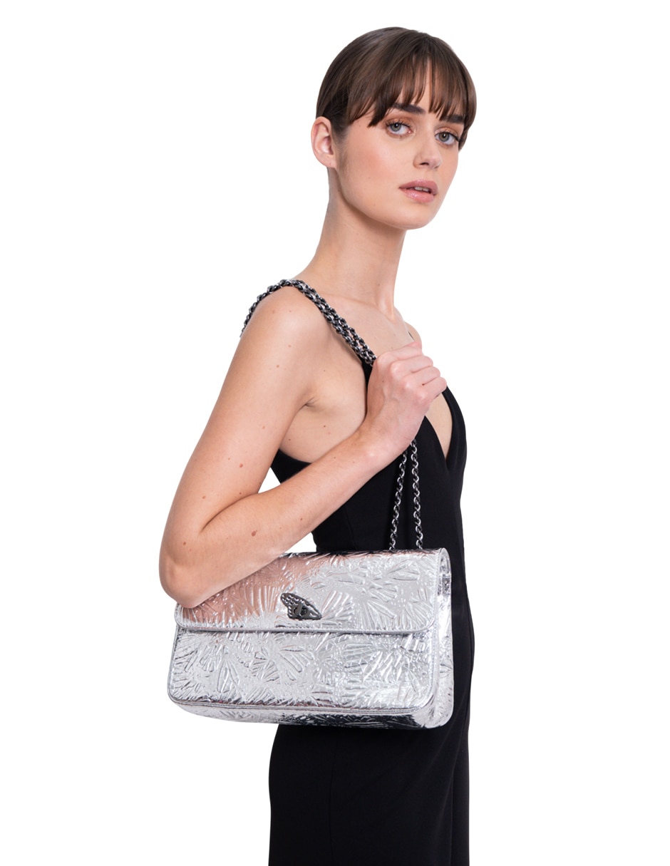 Bolsa crossbody Grabado Mariposa de piel para mujer