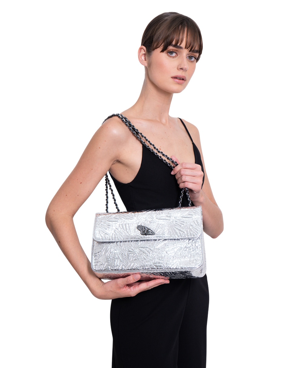 Bolsa crossbody Grabado Mariposa de piel para mujer