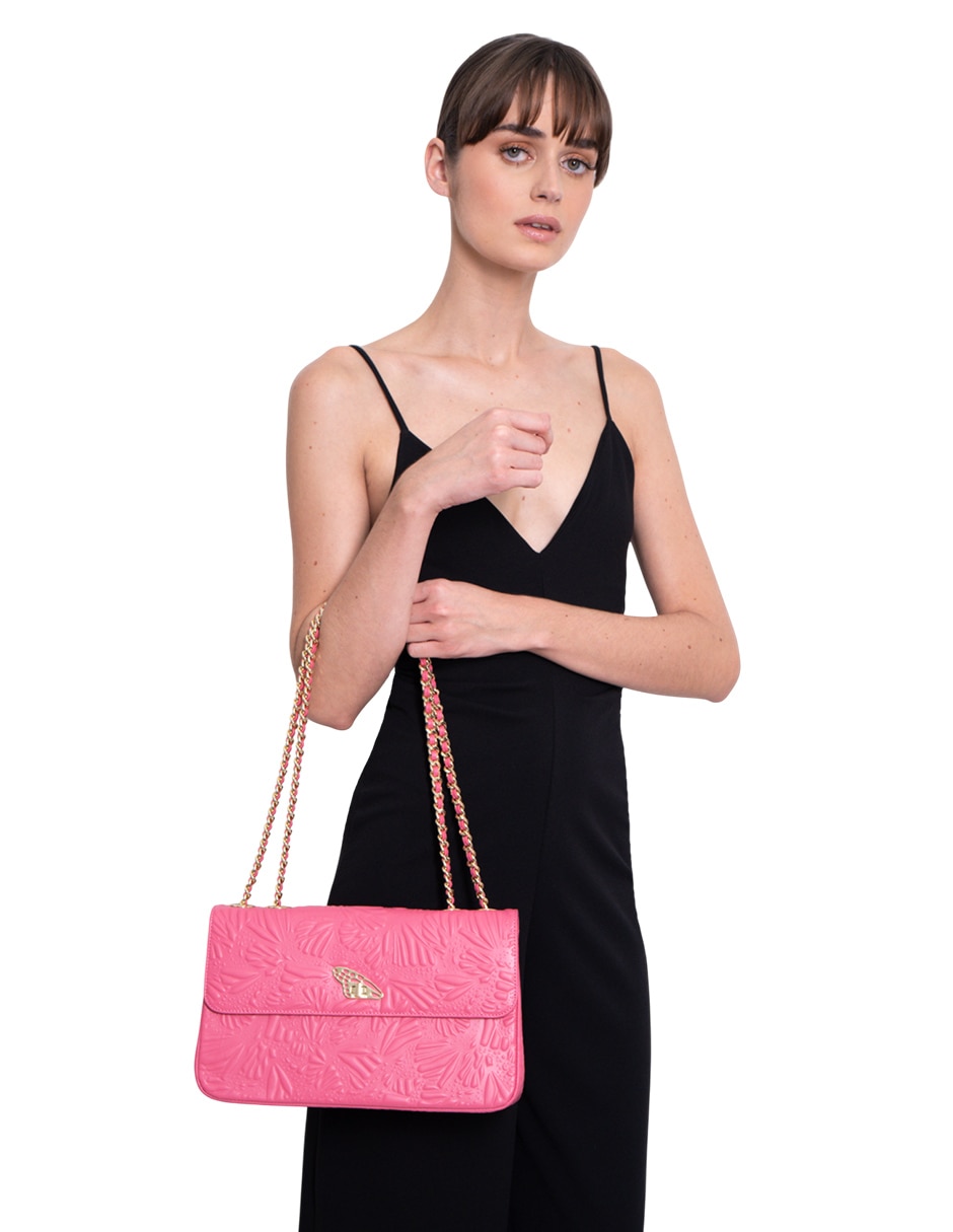 Bolsa crossbody Grabado Mariposa de piel para mujer