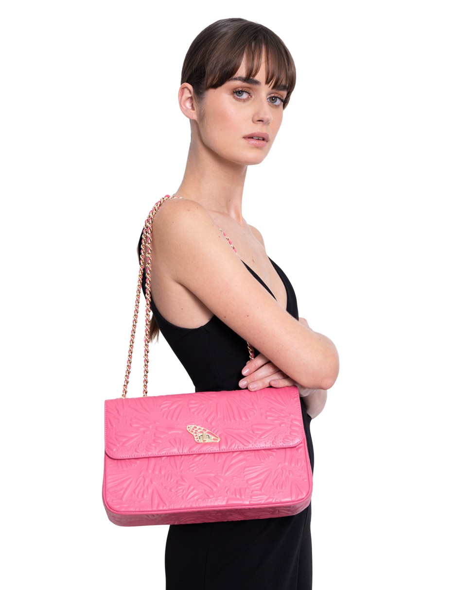 Bolsa crossbody Grabado Mariposa de piel para mujer