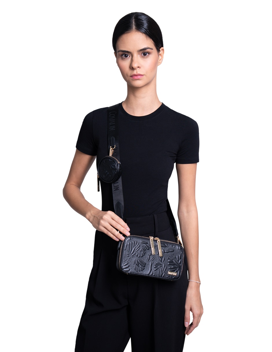 Bolsa crossbody Grabado Mariposa de piel para mujer
