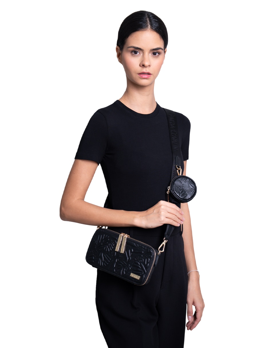 Bolsa crossbody Grabado Mariposa de piel para mujer