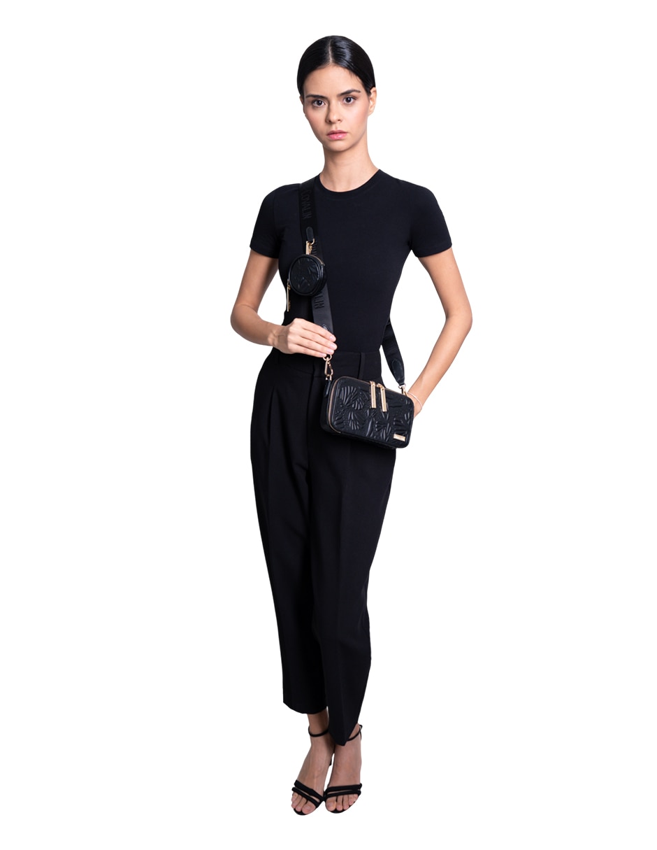 Bolsa crossbody Grabado Mariposa de piel para mujer