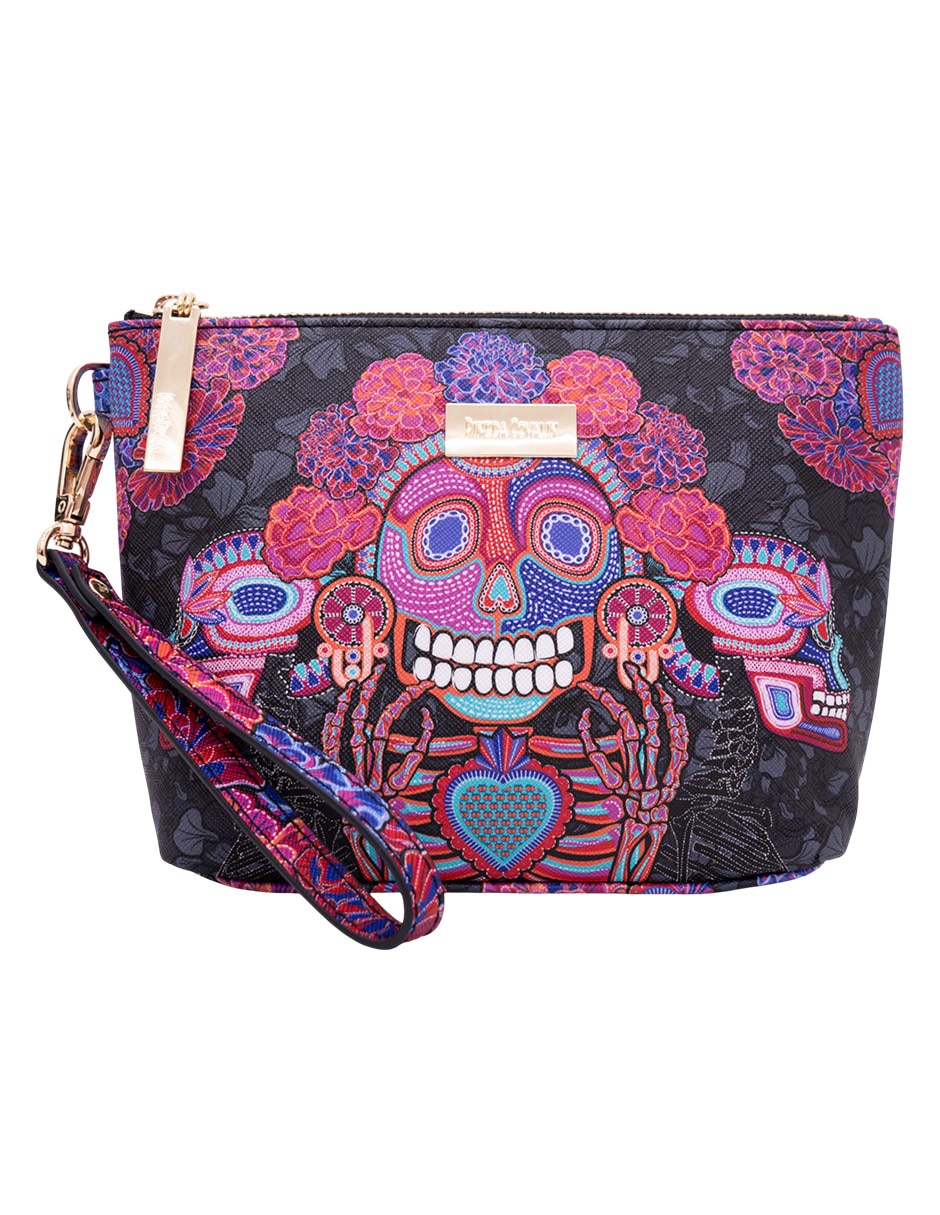 Cosmetiquera para maquillaje día de muertos catrina para mujer 1