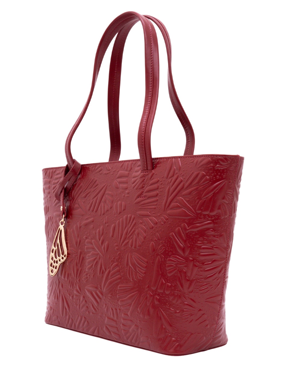 Bolsa tote Grabado Mariposa de piel para mujer 2