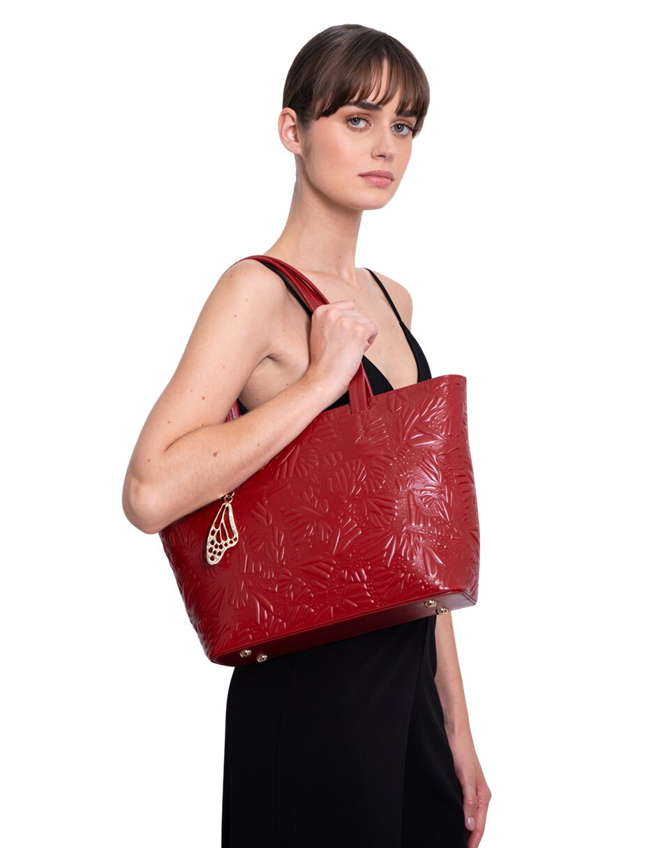 Bolsa tote Grabado Mariposa de piel para mujer 6