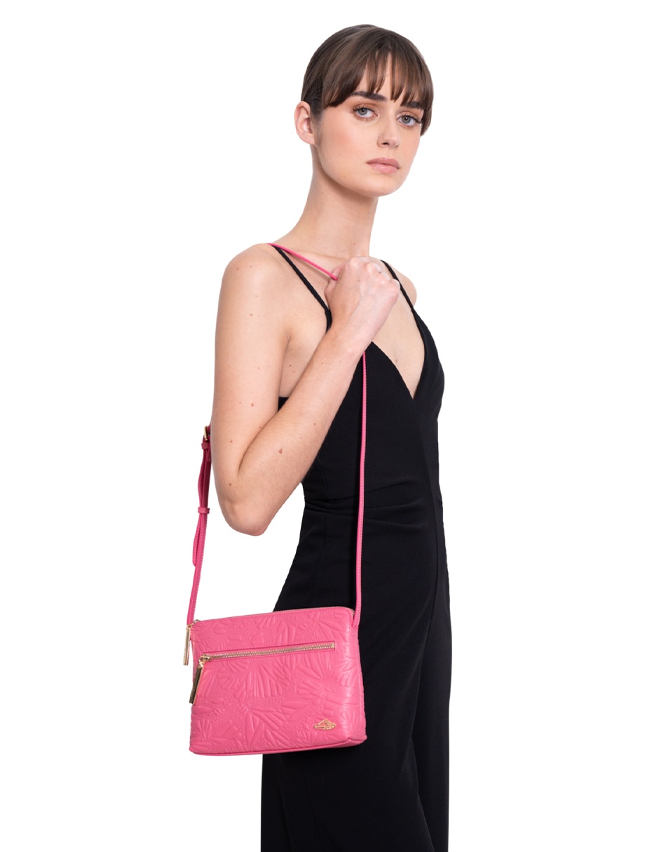 Bolsa crossbody Grabado Mariposa de piel para mujer