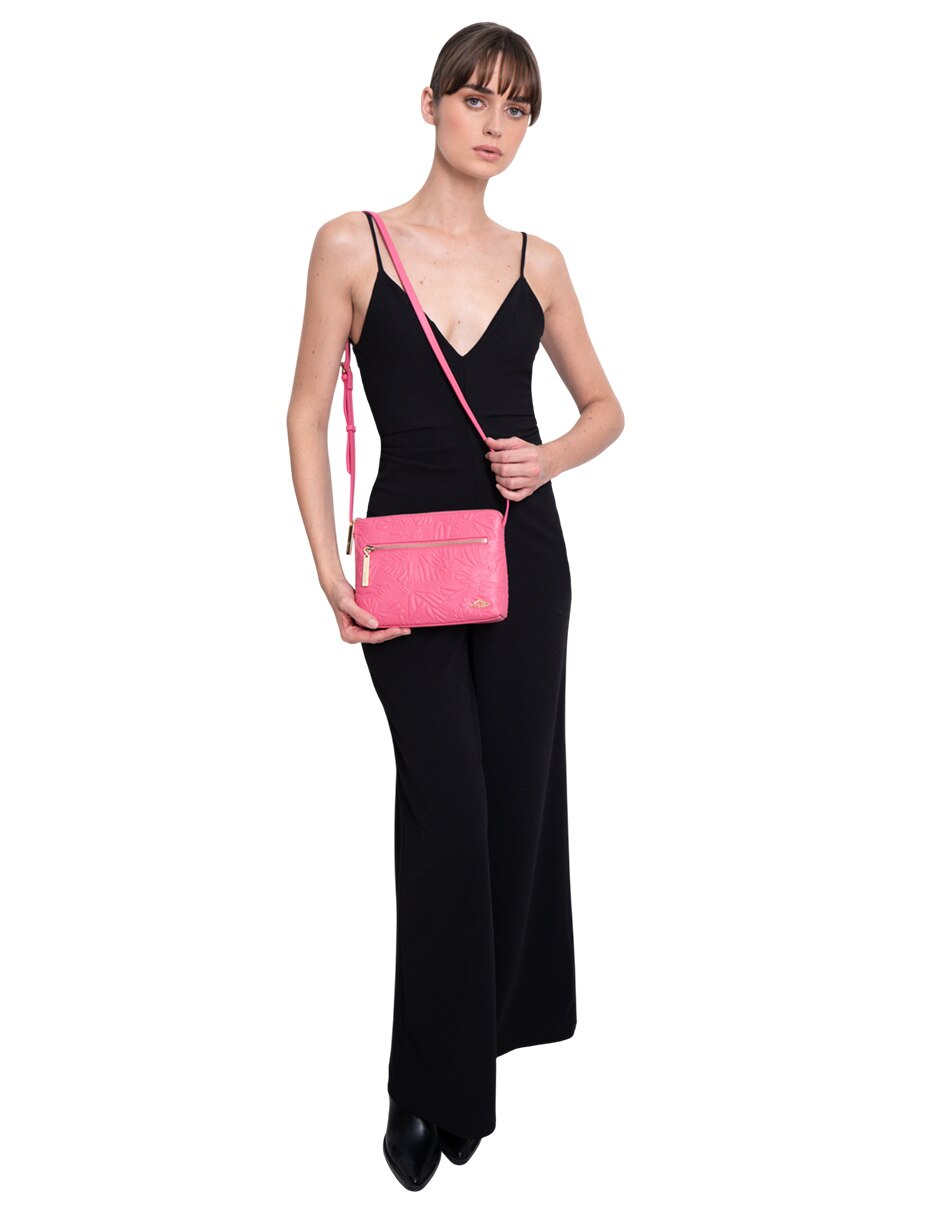 Bolsa crossbody Grabado Mariposa de piel para mujer 6