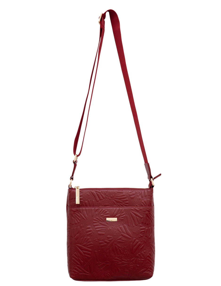 Bolsa messenger Grabado Mariposa de piel para mujer