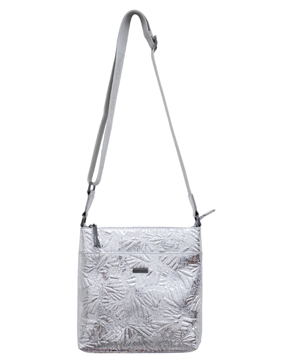 Bolsa messenger Grabado Mariposa de piel para mujer