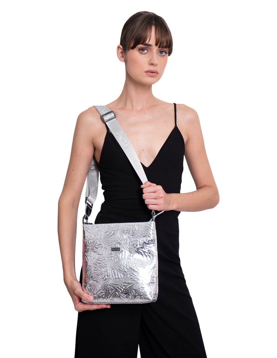 Bolsa messenger Grabado Mariposa de piel para mujer