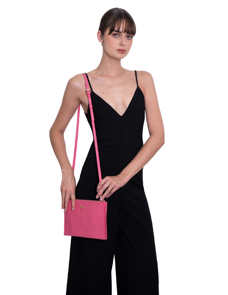 Bolsa crossbody Grabado Mariposa de piel para mujer