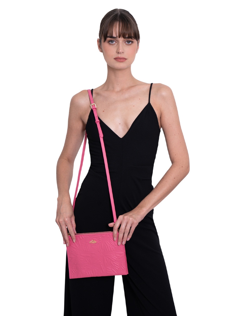 Bolsa crossbody Grabado Mariposa de piel para mujer