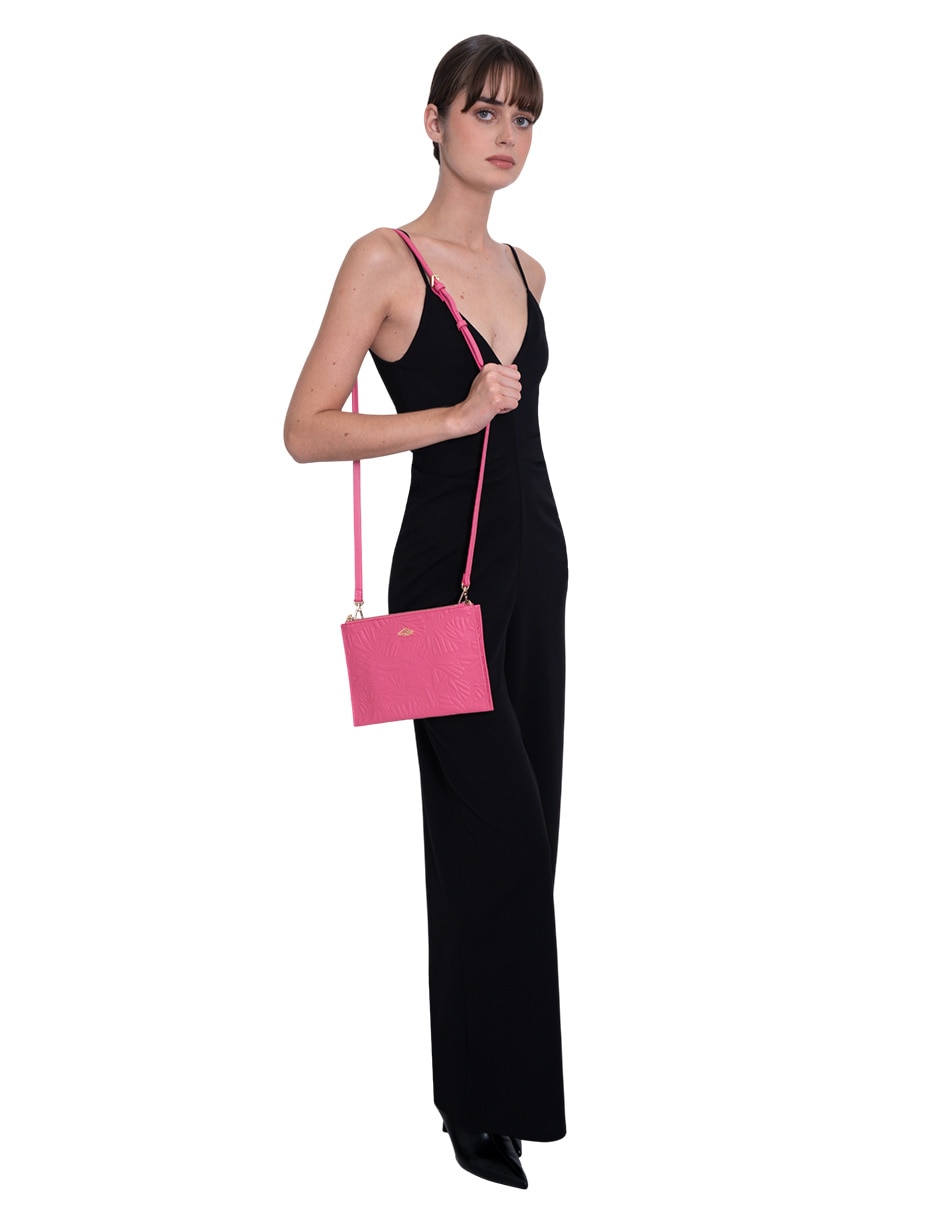 Bolsa crossbody Grabado Mariposa de piel para mujer