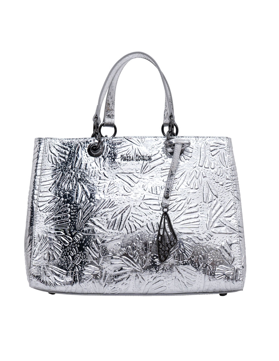 Bolsa satchel Grabado Mariposa de piel para mujer