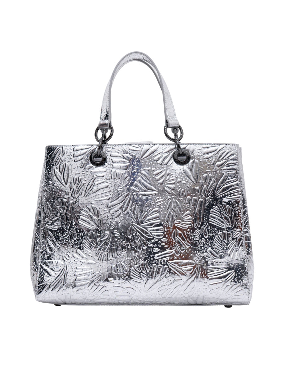 Bolsa satchel Grabado Mariposa de piel para mujer 3