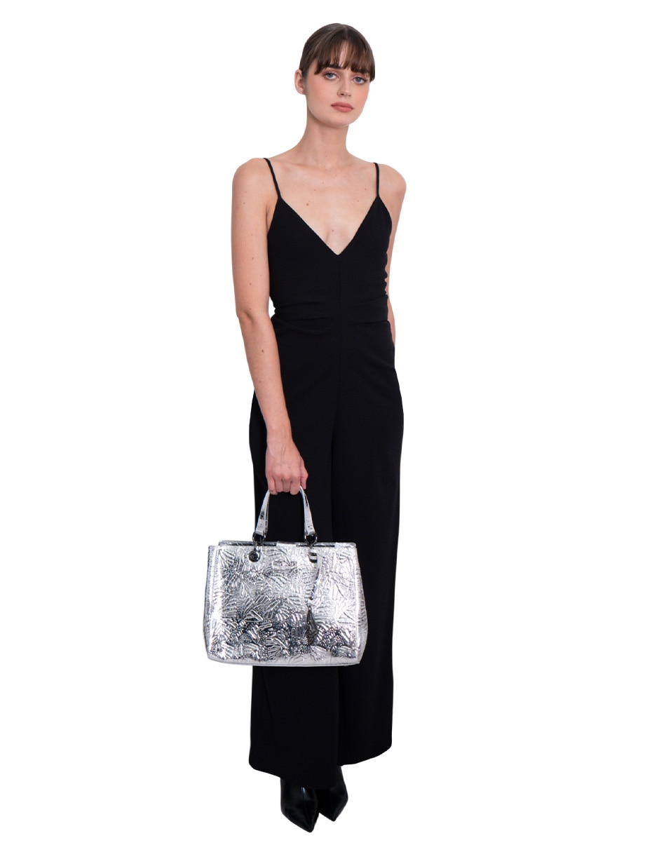 Bolsa satchel Grabado Mariposa de piel para mujer 6