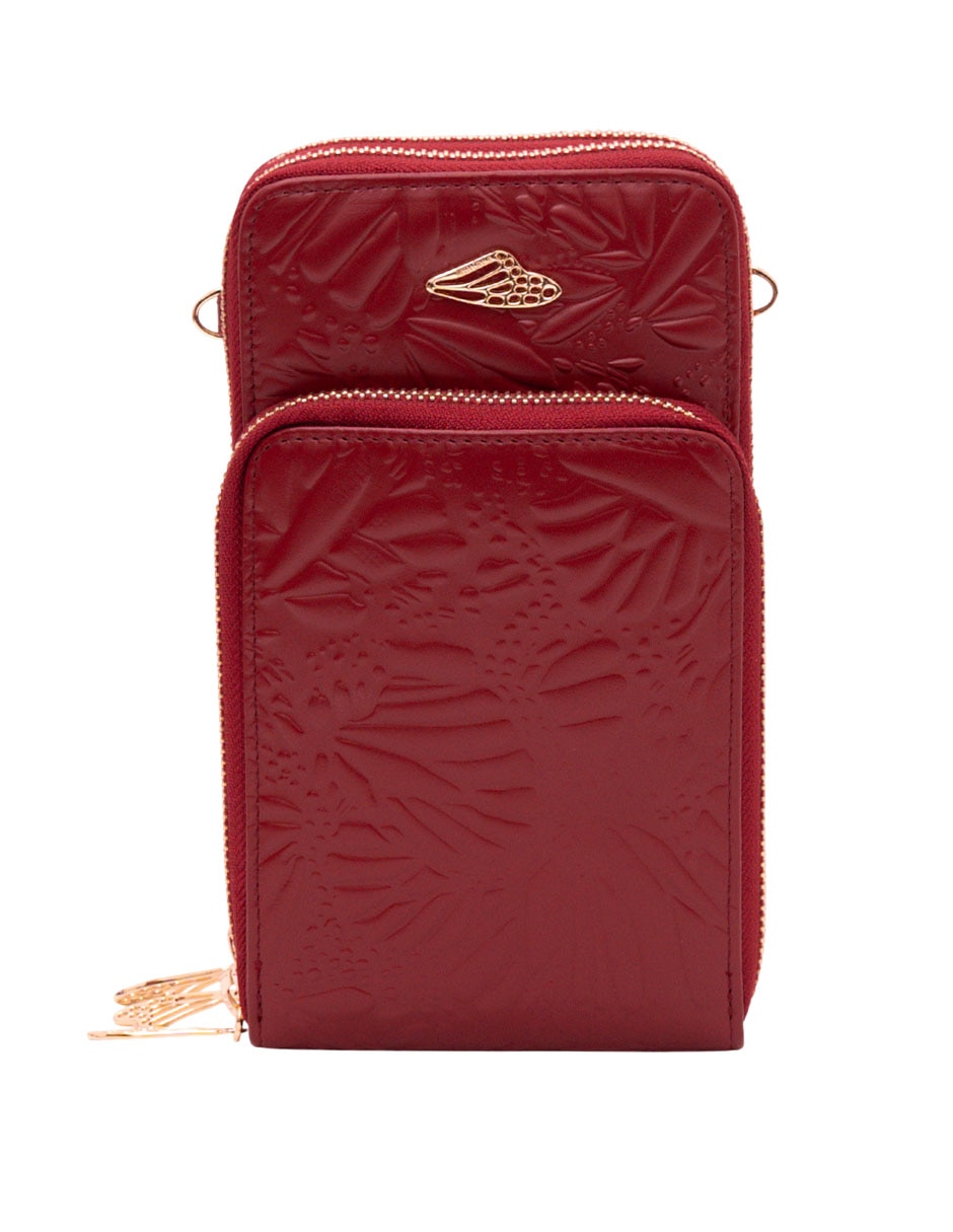 Bolsa crossbody Grabado Mariposa de piel para mujer