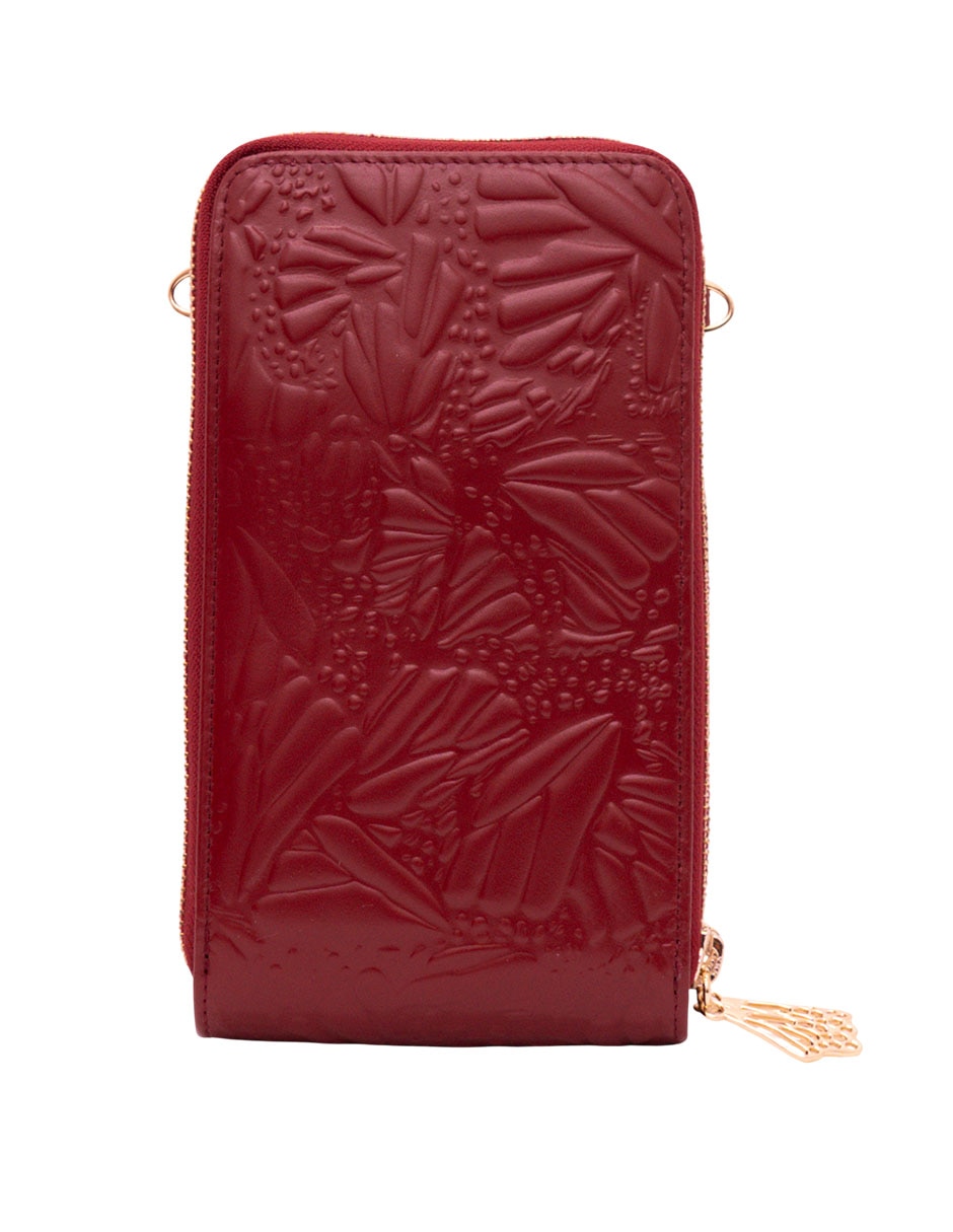 Bolsa crossbody Grabado Mariposa de piel para mujer