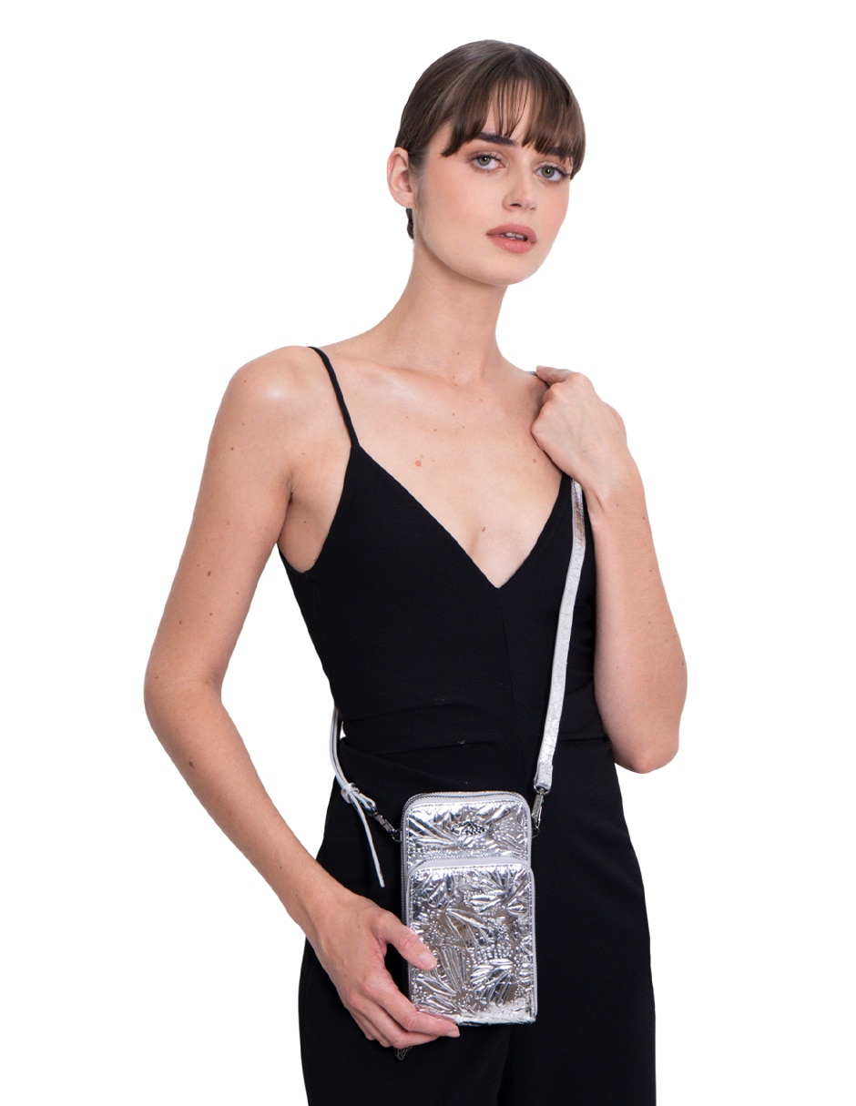 Bolsa crossbody Grabado Mariposa de piel para mujer