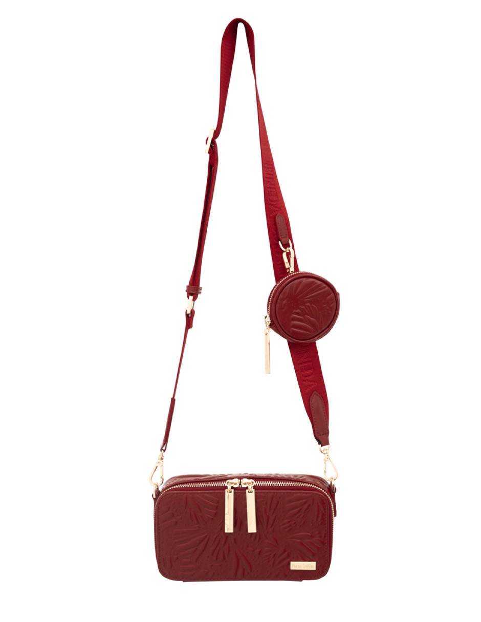 Bolsa crossbody Grabado Mariposa de piel para mujer