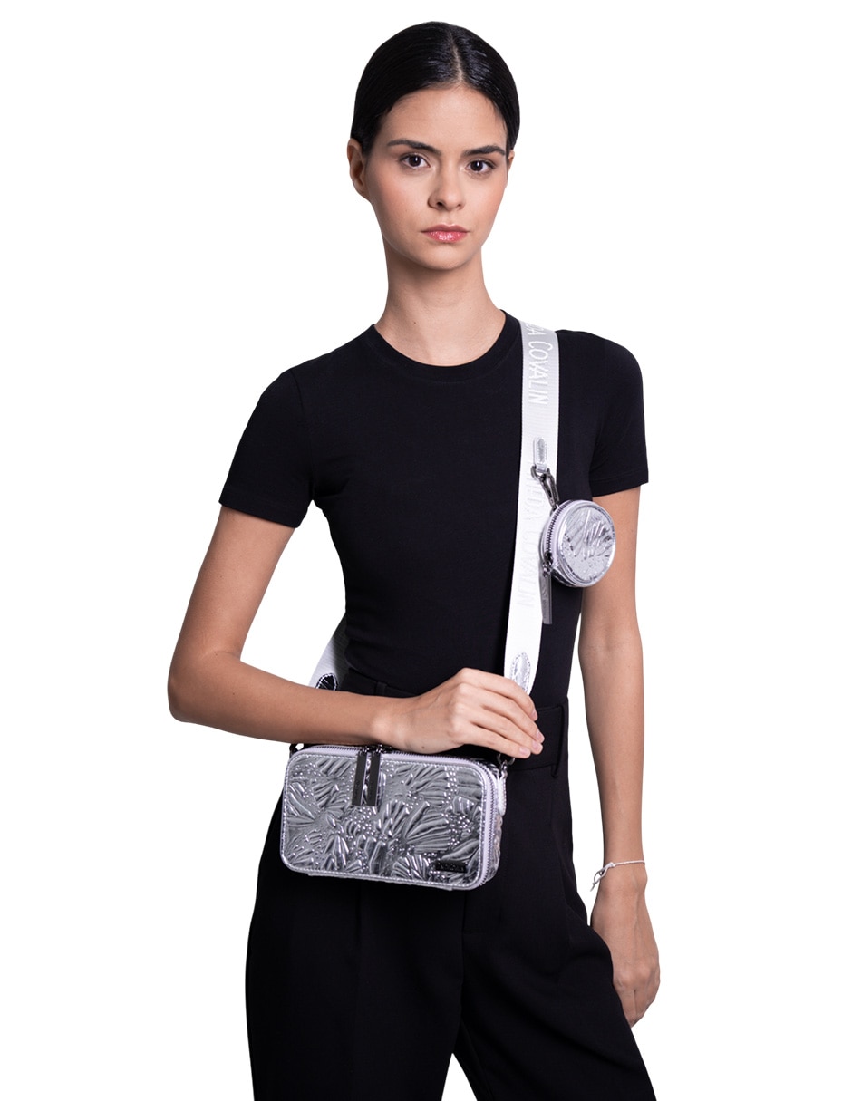 Bolsa crossbody Grabado Mariposa de piel para mujer