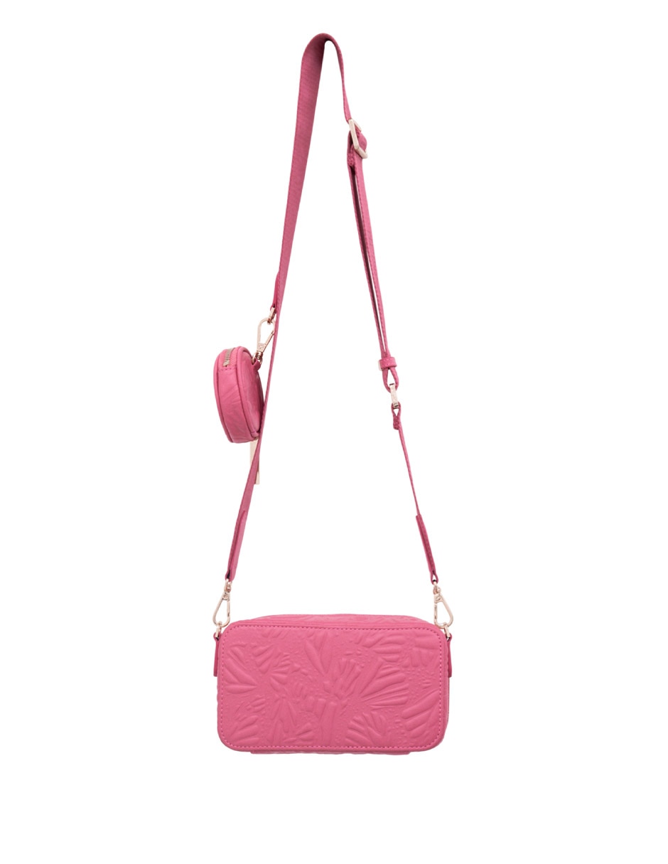 Bolsa crossbody Grabado Mariposa de piel para mujer 2
