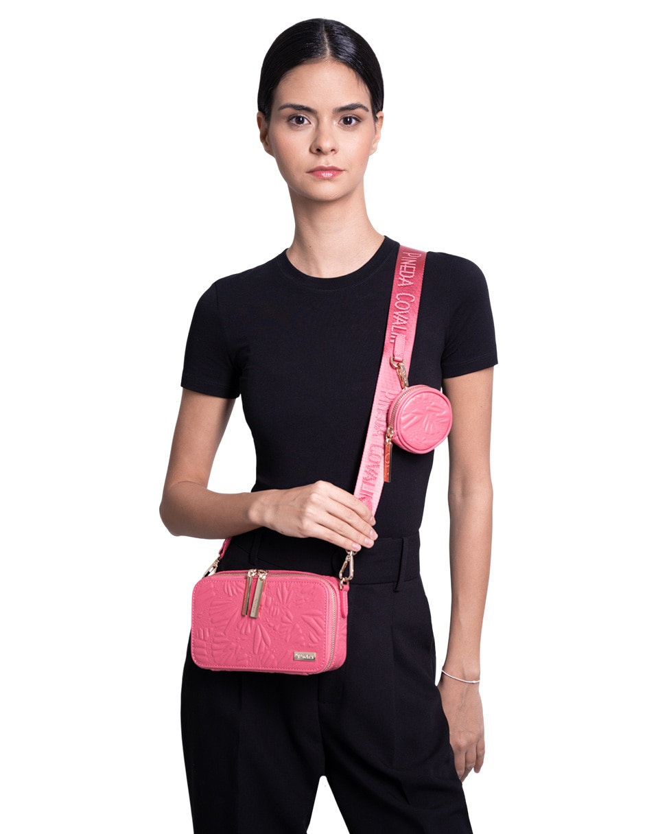 Bolsa crossbody Grabado Mariposa de piel para mujer