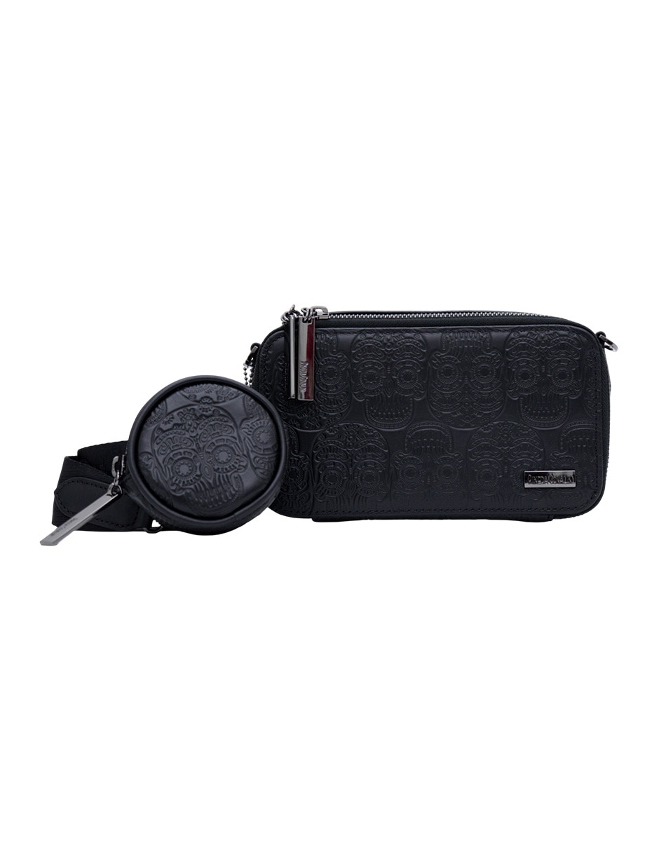 Set bolsa crossbody Pineda Covalin Tzompantli de piel para hombre