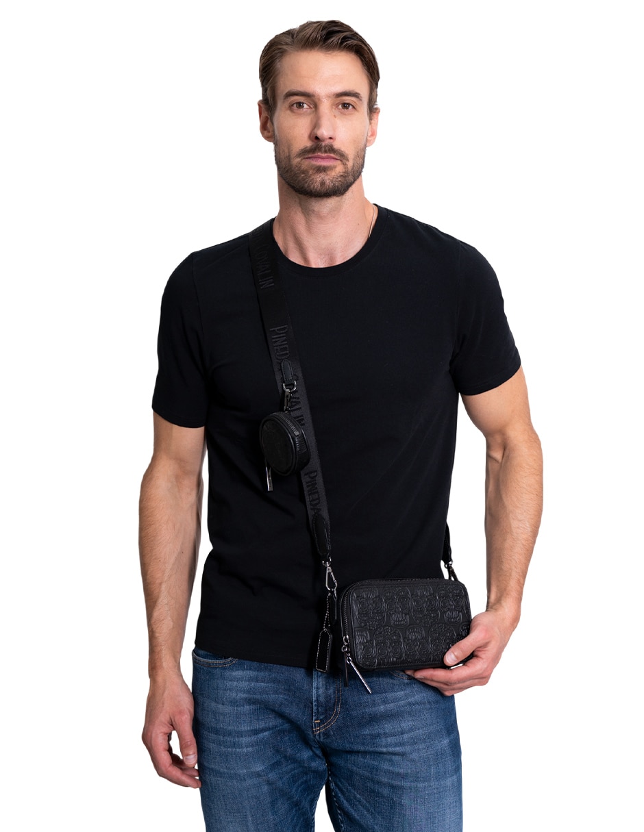 Set bolsa crossbody Pineda Covalin Tzompantli de piel para hombre