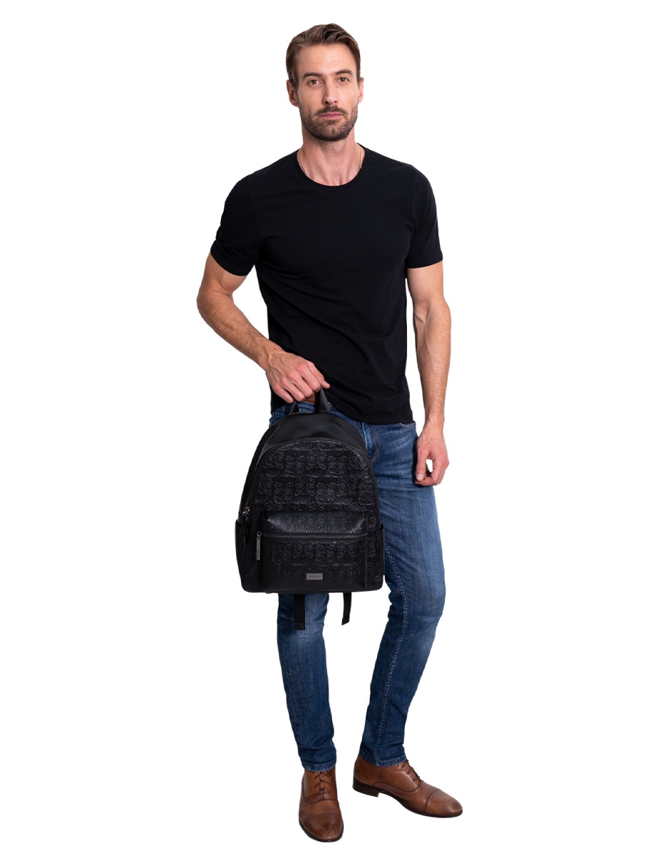 Mochila casual Pineda Covalin Grabado Tzompantli para hombre 6