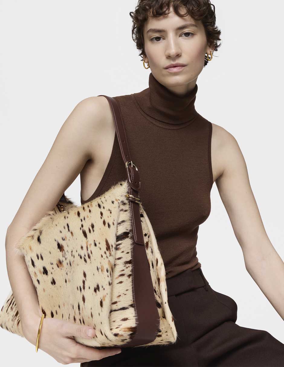 Bolsa shoulder Fold de piel para mujer