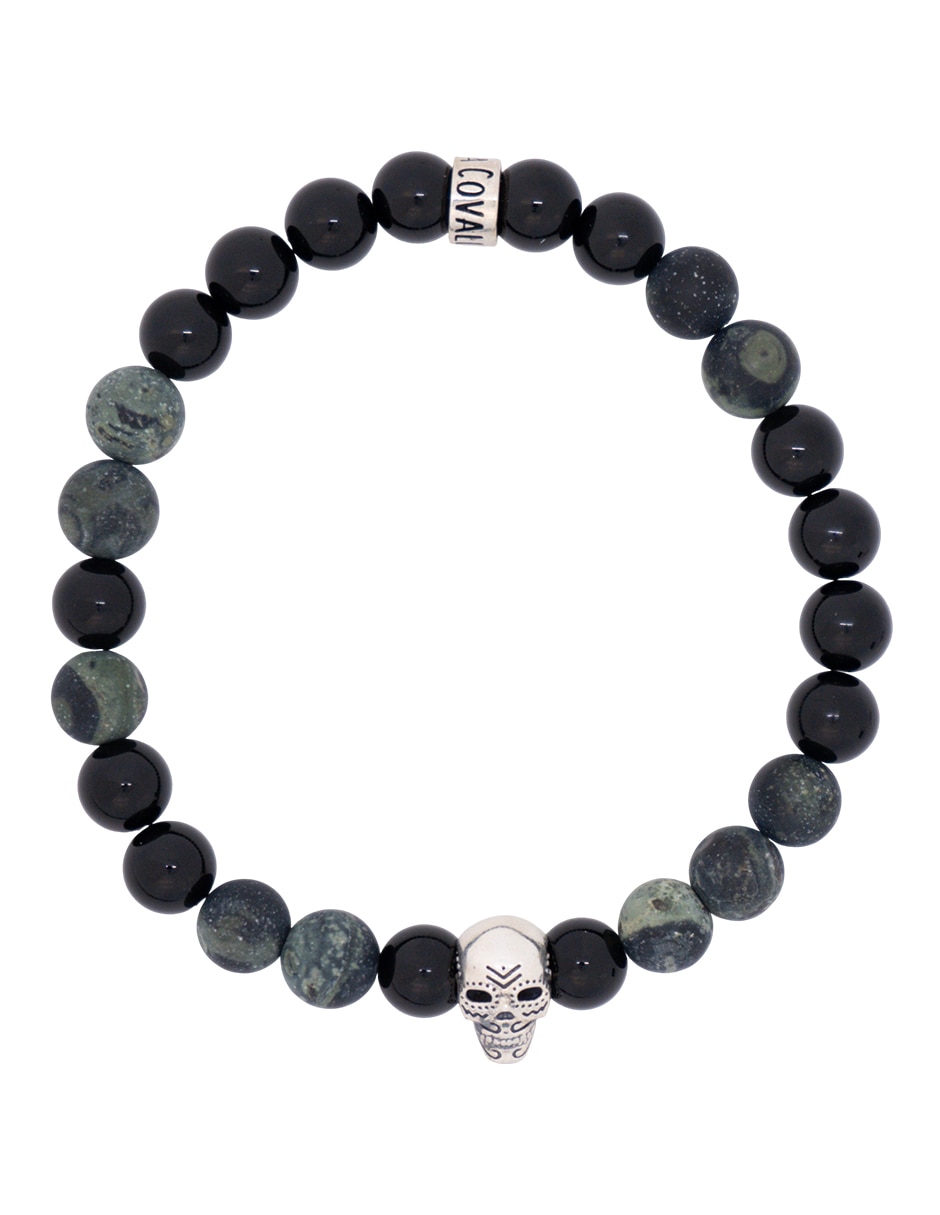 Pulsera de plata con ónix P 925 acabado mate