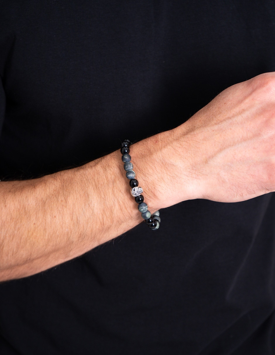 Pulsera de plata con ónix P 925 acabado mate 3