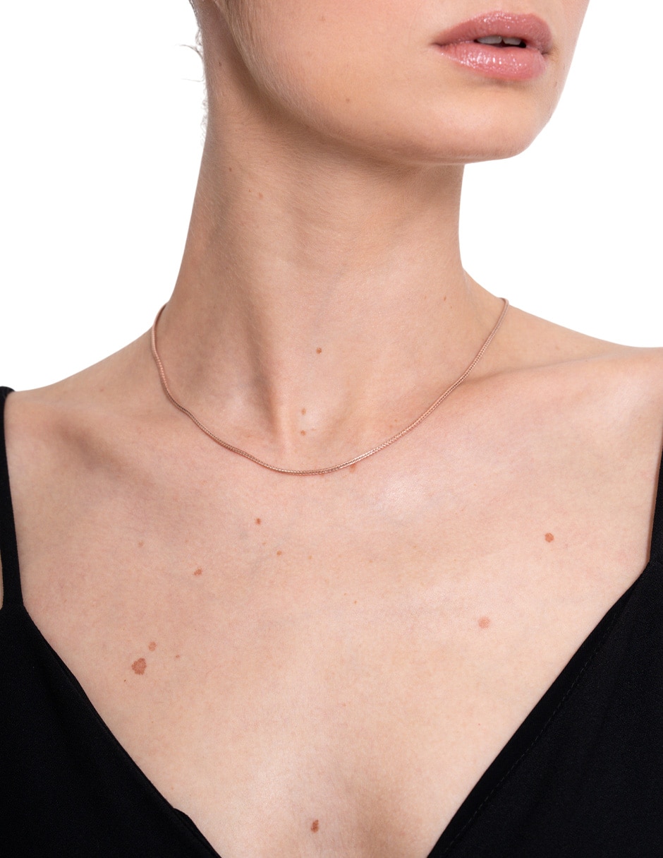 Collar redondo de plata con acabado baño de oro rosa P 925 y 14 K 3