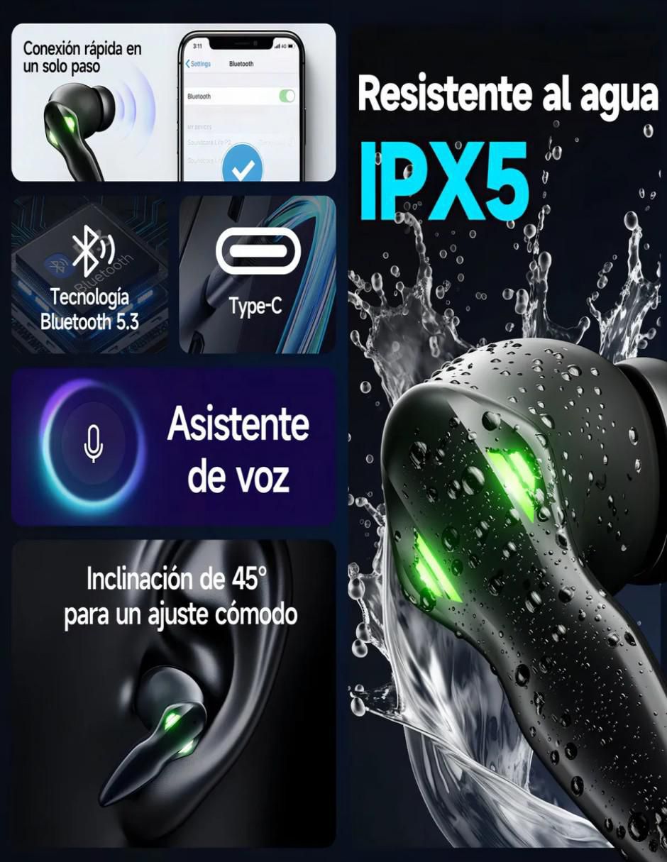Audífonos inalámbricos con cancelacion de ruido 5