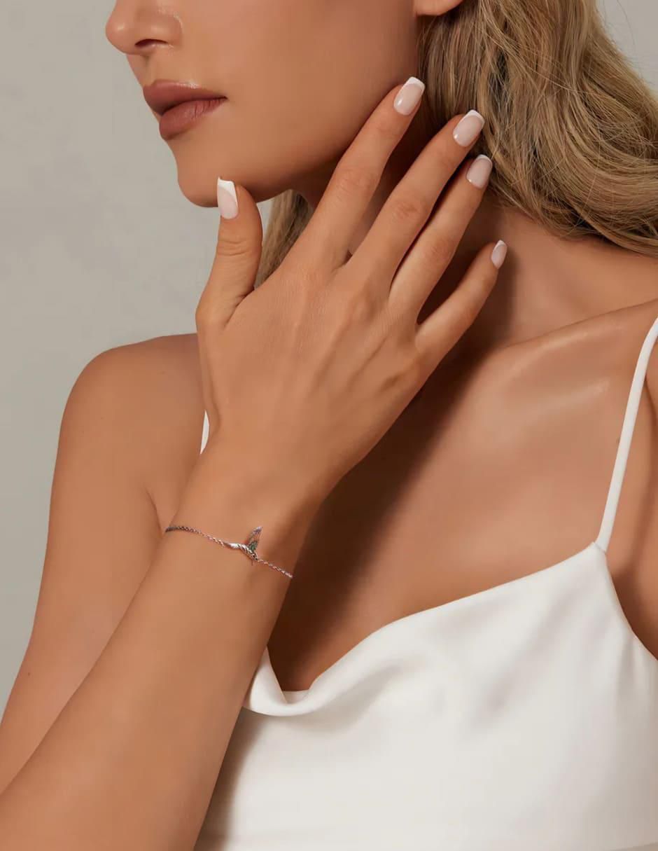 Pulsera de plata con circonita P 925 acabado liso 3