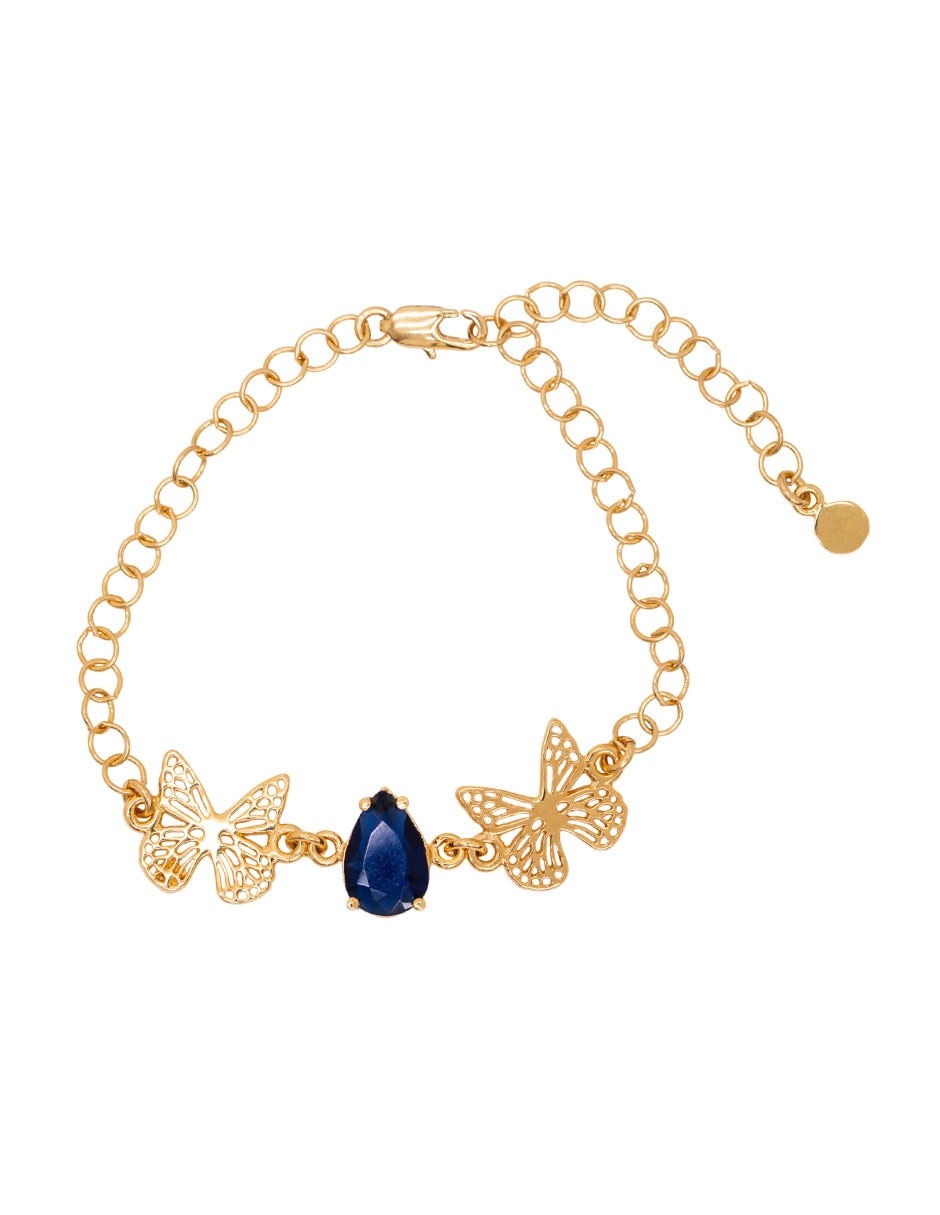Pulsera con cristal 18 K Mariposa acabado chapa de oro Pulsera con cristal 18 K Mariposa acabado chapa de oro