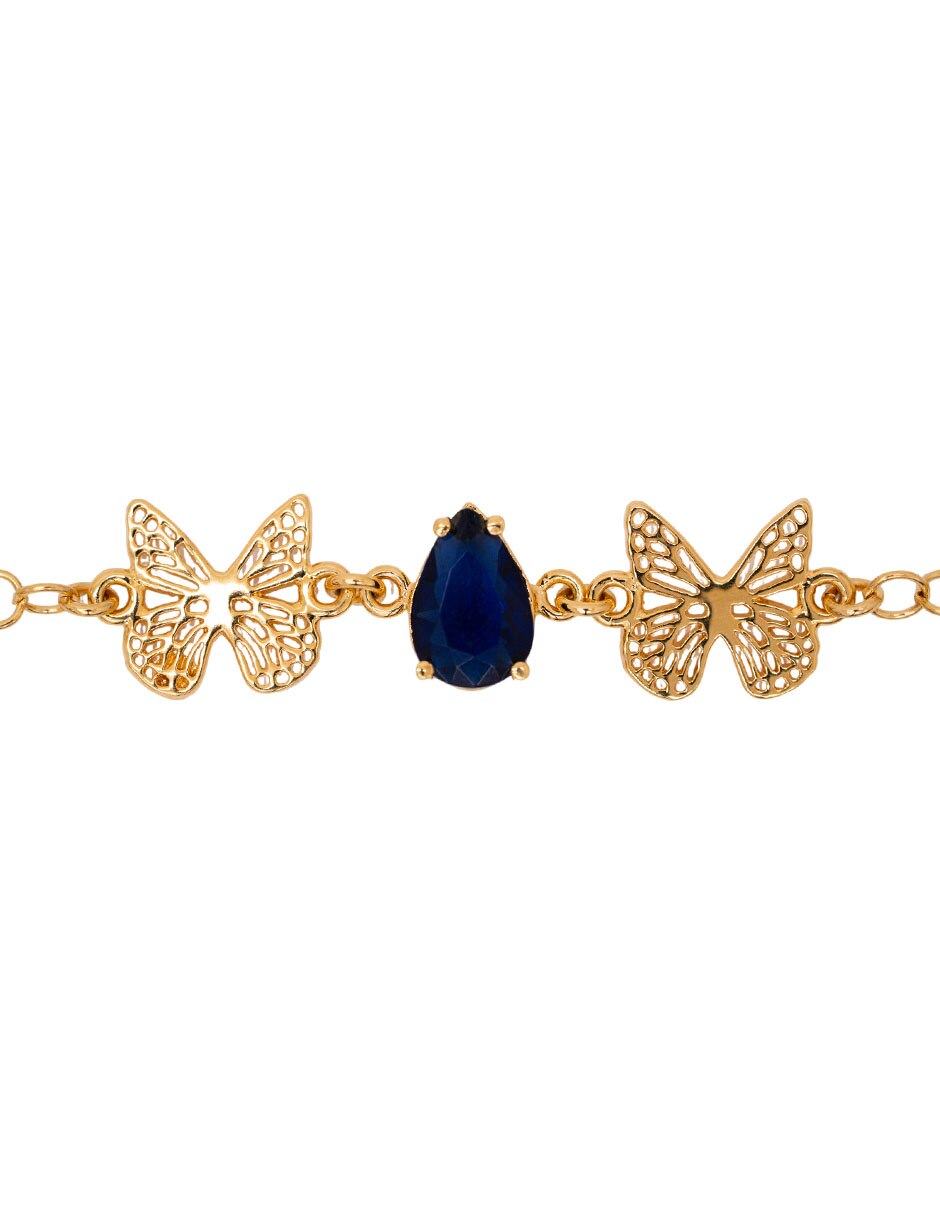 Pulsera con cristal 18 K Mariposa acabado chapa de oro 2