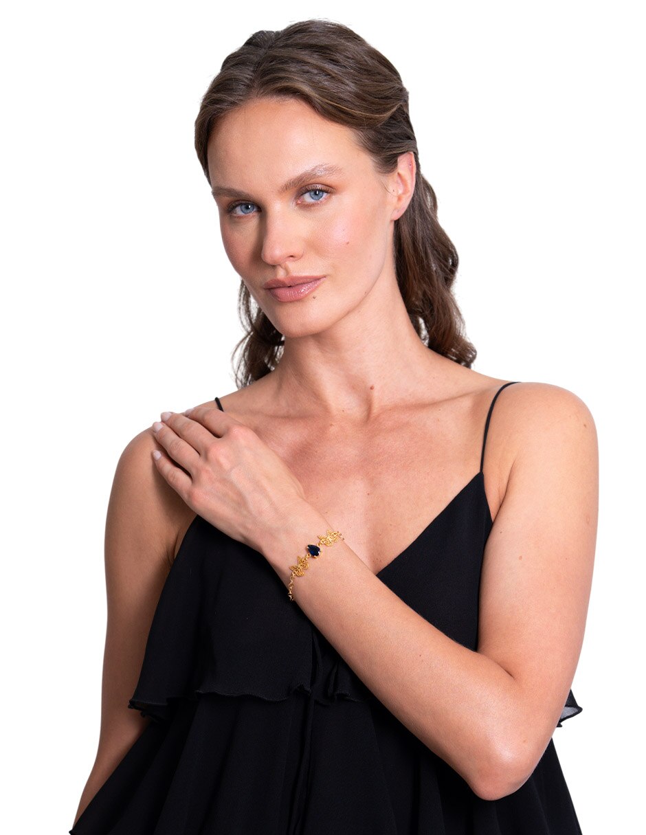 Pulsera con cristal 18 K Mariposa acabado chapa de oro 4