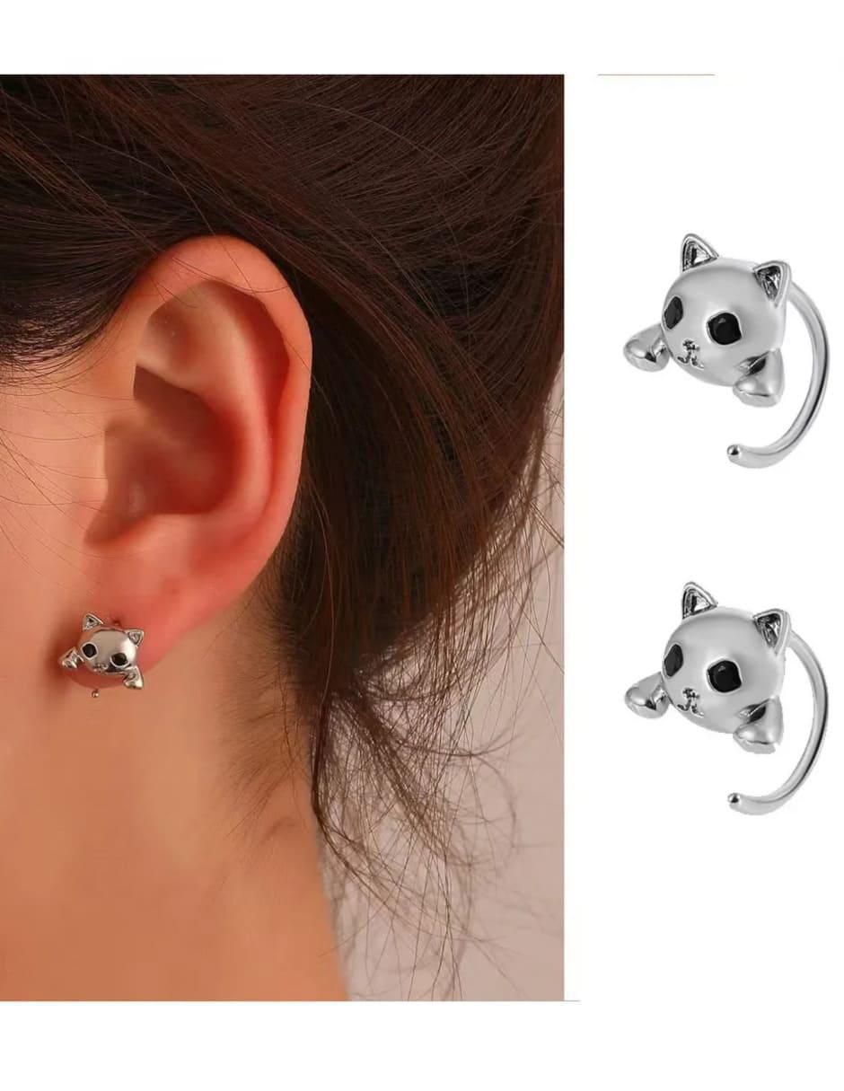 Aretes de gato de plata P 925 con acabado brillante 2