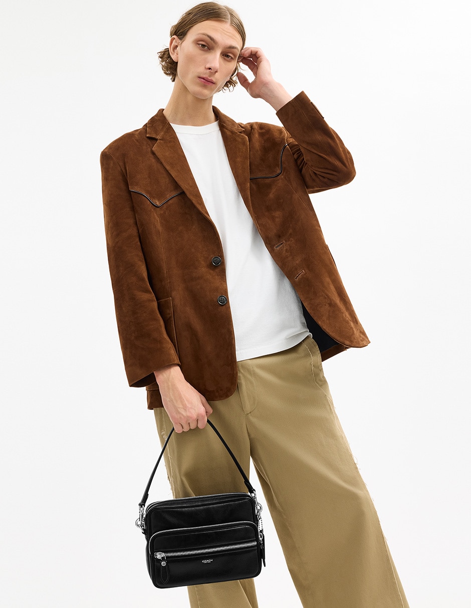 Bolsa crossbody glazed leather de piel para hombre 3