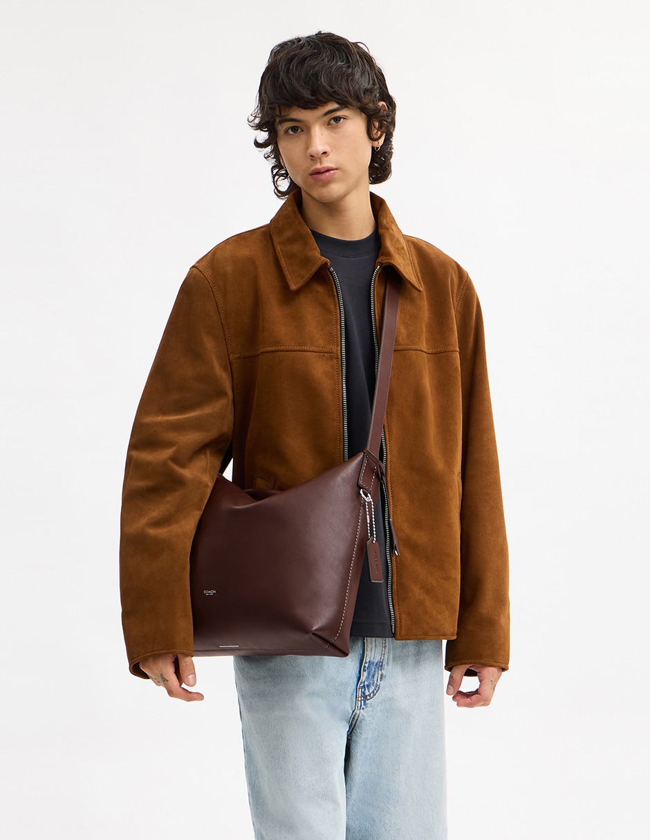 Bolsa messenger Natural Grain Leather de piel para hombre