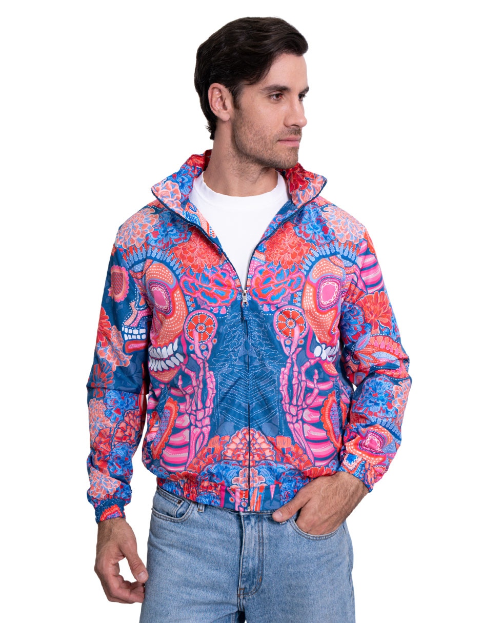 Chamarra bomber Pineda Covalin Día de muertos Catrina para hombre Chamarra bomber Pineda Covalin Día de muertos Catrina para hombre
