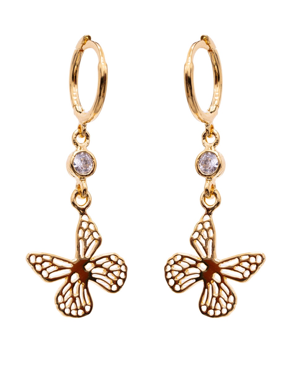 Arracadas Mariposa Monarca 18 K con acabado chapa de oro