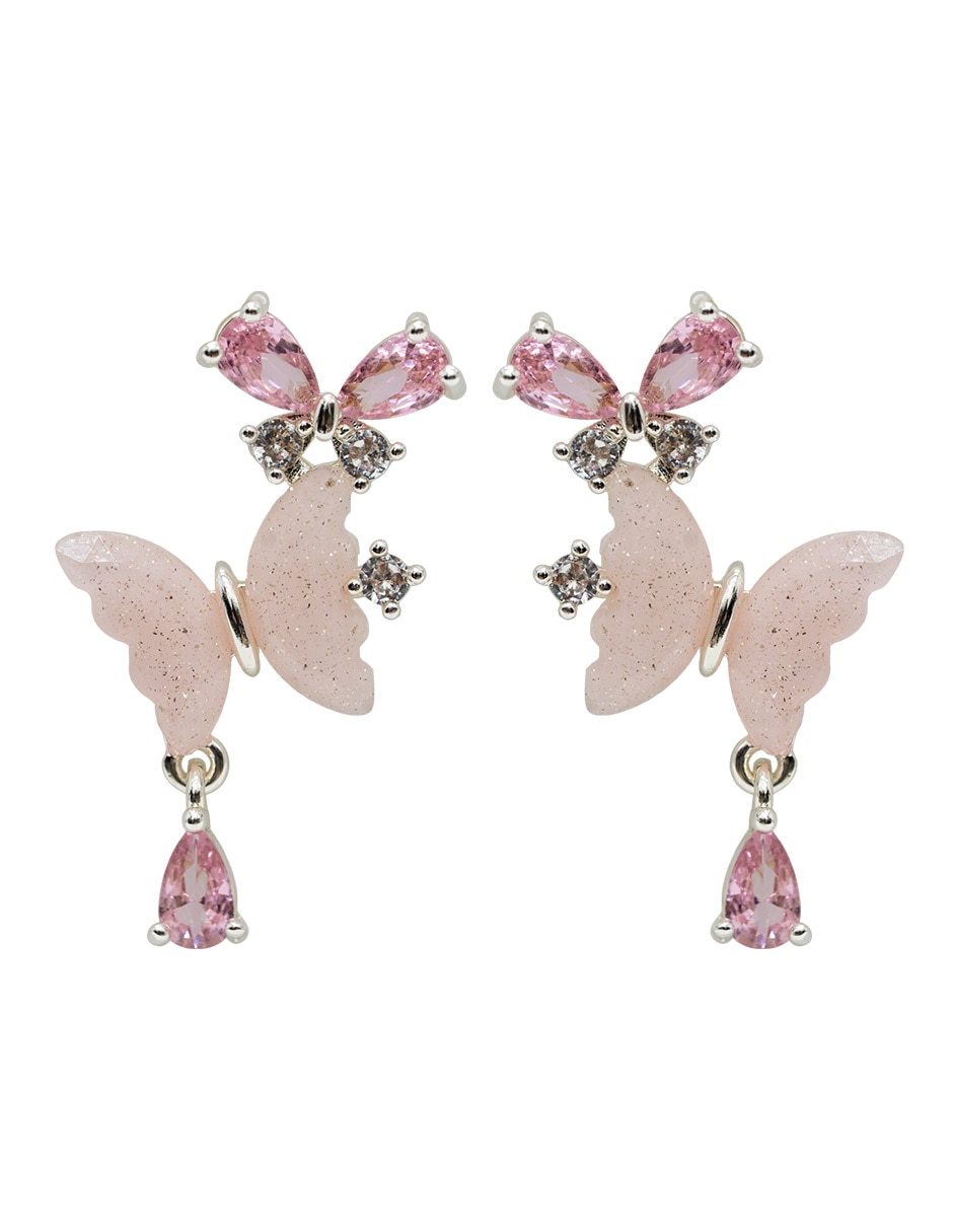 Broqueles ovalados Mariposa con acabado diamantado cristal