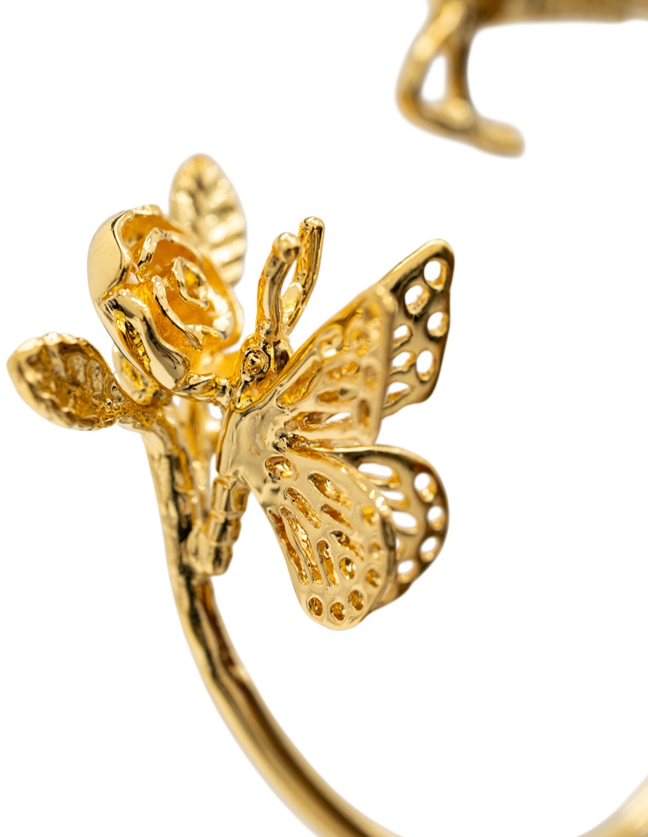 Arracadas ovaladas Mariposa 18 K con acabado chapa de oro 2